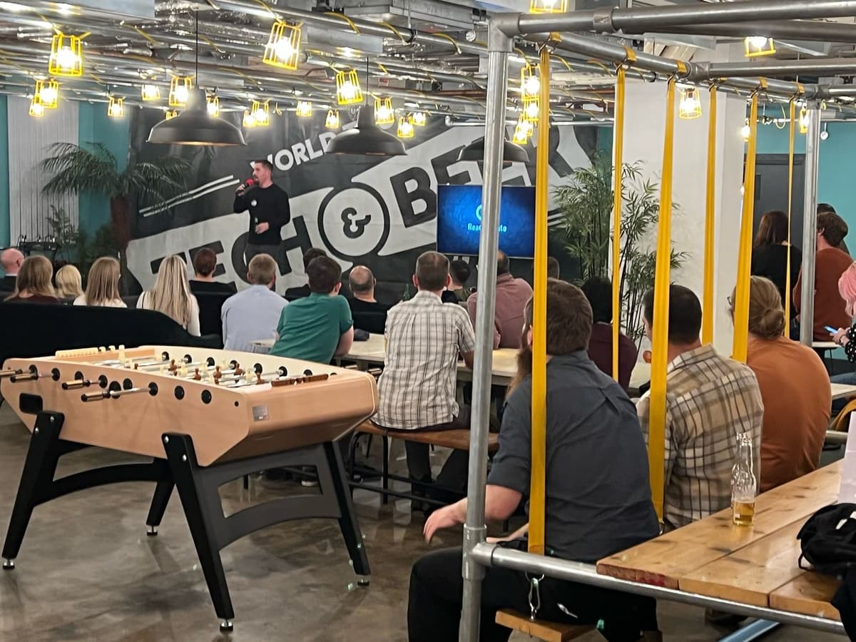 A startup community meetup event at Akcela, Fuel Studios